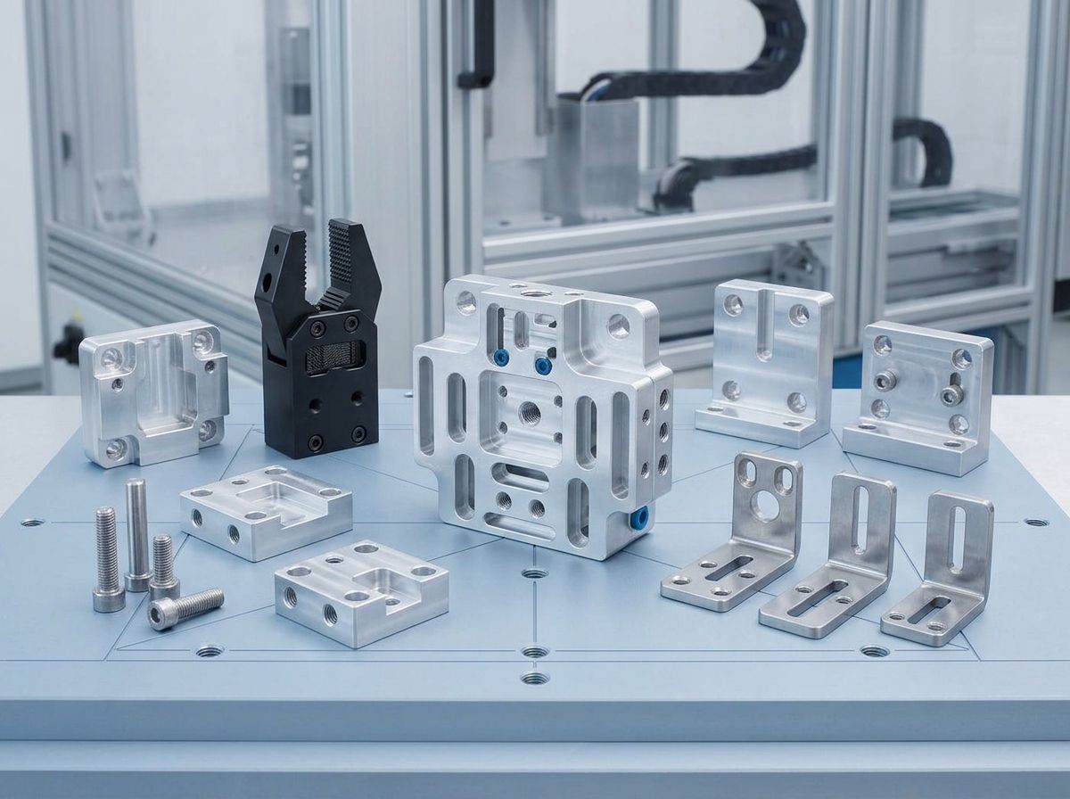 Representative automation fixture, gripper, mount, and alignment components
